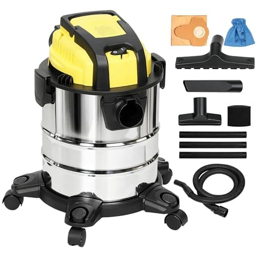 Image of HOMCOM 3-in-1 Wet and Dry Vacuum Cleaner, 1200W Wet & Dry Vacuum Cleaner with Blowing Mode, 20L Stainless Steel Tank, Triple Filters, Crevice Nozzle for Workshop, Home, Carpet, Car Cleaning, Yellow