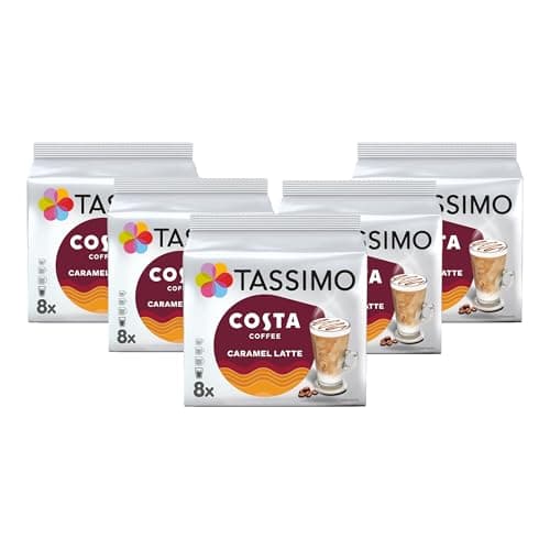 Image of Tassimo Costa Caramel Latte Coffee Pods x8 (Pack of 5, Total 40 Drinks)