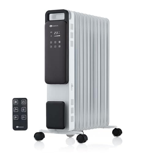 Image of PureMate 2500W 11 Fin Oil Filled Radiator – Portable Electric Heater with Digital Screen, Touch Control, Eco Mode, Adjustable Thermostat, 3 Heat Modes, 24Hr Timer & Safety Protection