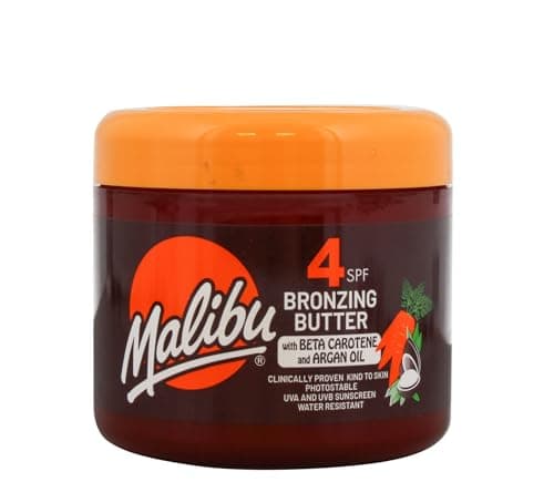Image of Malibu Sun SPF 2 Bronzing Fast Tanning Body Butter with Beta Carotene, Water Resistant, Tropical Coconut Fragrance, 300ml