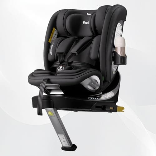 Image of Feakaou 360 Car Seat with ISOFIX - for Newborn to 12 Years Children, i-Size (ECE R129/E4) Rotating Swivel Baby Car Seat,Group 0+1/2/3 (40-150cm),Rear Facing for Longer from Birth to 4 Years.Black.
