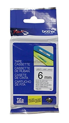 Image of Brother TZe-211 Labelling Tape Cassette, 6 mm (W) x 8 m (L), Laminated, Brother Genuine Supplies - Black on White