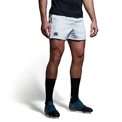 Image of Canterbury Men's Professional Polyester Shorts | Rugby Short | Internal Drawstring & Pockets | Gym/Training Short Gym Shorts, White, XS