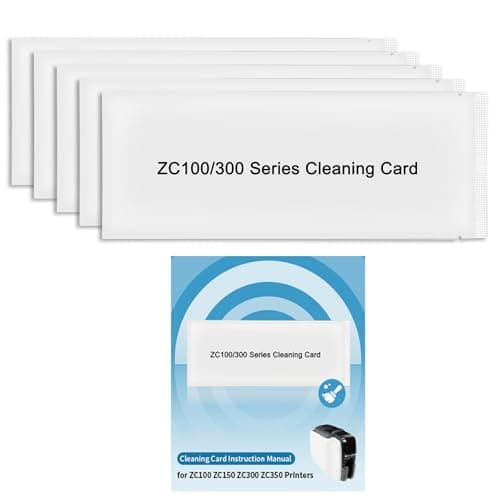 Image of 5PCS 105999-311 Cleaning Card Kit for Zebra ZC100 ZC150 ZC300 ZC350 ID Card Printer ZC100 ZC300 Cleaning Sheets ZC100 ZC300 Cleaning Kit with Instruction Manual
