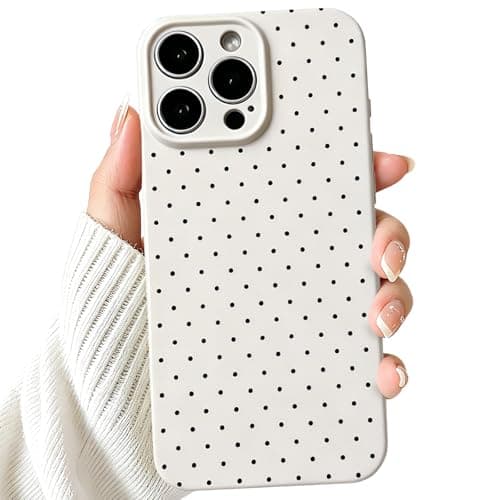 Image of NITITOP Compatible with iPhone 12 Pro Max Case Cute Simple Polka Dot Aesthetic Design for Women Girls Stylish Full Camera Soft TPU Shockproof Protective Cover - White
