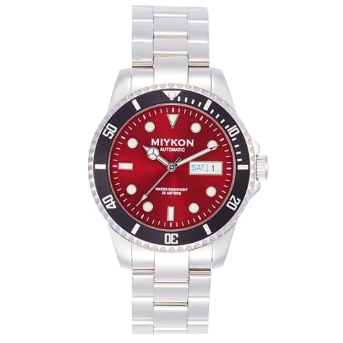 Image of Miykon Automatic Watches for Men | Full Stainless Steel Mens Dive Watches with Quickset Day Date | Rotating Bezel, Skeleton Caseback, Luminous Hands and Markers, Japan Automatic, 50M Water Resistant,