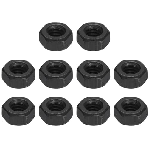 Image of TA-VIGOR 10Pcs Hex Nuts, 1/4"-20 UNC Self Locking Nuts, Carbon Steel Grade 8.8 Oxide Hexagon Nutstones for Lock Washers, Bolts, Screws, Black