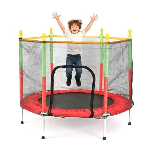 Image of 4.6FT /140cm Kids Trampoline with Safety Enclosure Net, Indoor & Outdoor Use, for Children Aged 1–8 Years