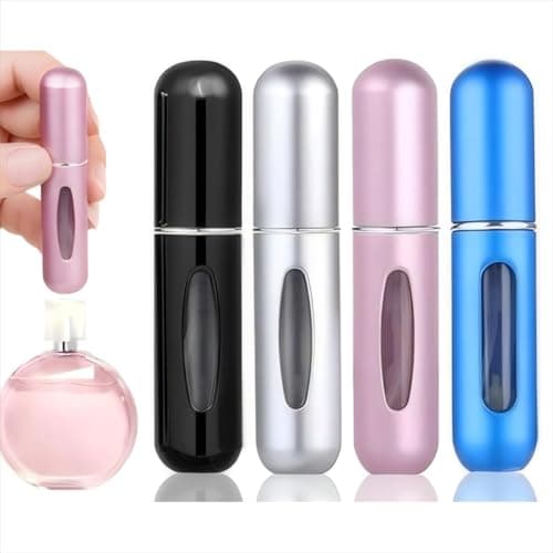 Image of Travel Spray Bottle for Perfume – 5ml Leakproof Metal Atomiser, Bottom-Fill Refillable, Matte Metal Finish (Black/Silver/Pink/Blue) for Gym, Airplane & Daily Use