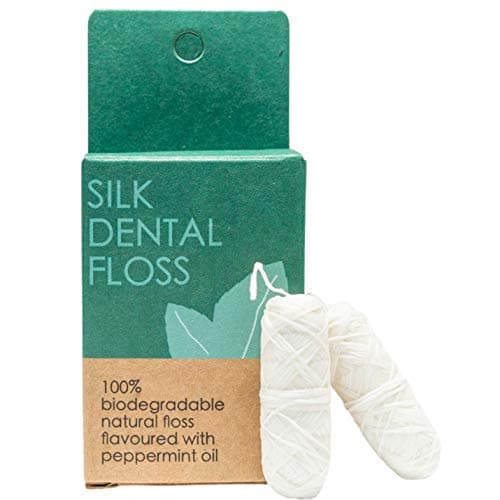 Image of FLON Natural Silk Dental Floss ~ Eco Friendly Biodegradable Plastic Free Natural Floss ~ Peace Silk ~Candelilla Waxed Mint Flavoured (Floss Refills - 30m X 2)