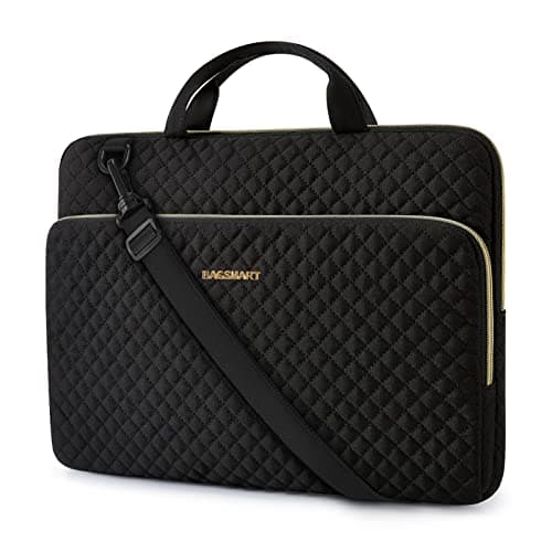 Image of bagsmart Laptop Sleeve Carrying Case with Pocket, Computer Protective Cover for MacBook Air 2025 ASUS Lenovo HP Notebooks (Black, 15.6 Inch - With Strap)