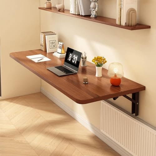 Image of CHZIMADE Wall Mounted Table Desk Folding Floating Laptop Desk Table for Small Space Study Bedroom Dining Kitchen
