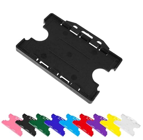 Image of Double-Sided ID Card Holder (Black) Holds 2 Credit-Sized Cards (85mm x 54mm) - Durable, Lightweight for Work, School, Events - ID Card Holder for Lanyard PCL Media ltd