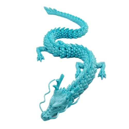 Image of dijiusidy Joint Movable Dragon Model Exquisite 3D Printed Chinese Dragon Ornaments Toy 3D Printed Articulated Dragon Plastic, silk blue, 45CM