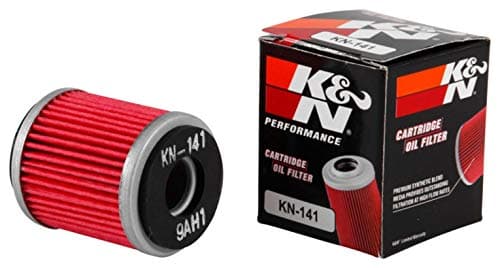 Image of K&N Motorcycle Oil Filter: High Performance, Premium, Designed to be used with Synthetic or Conventional Oils: Fits Select Yamaha Vehicles, KN-141, red