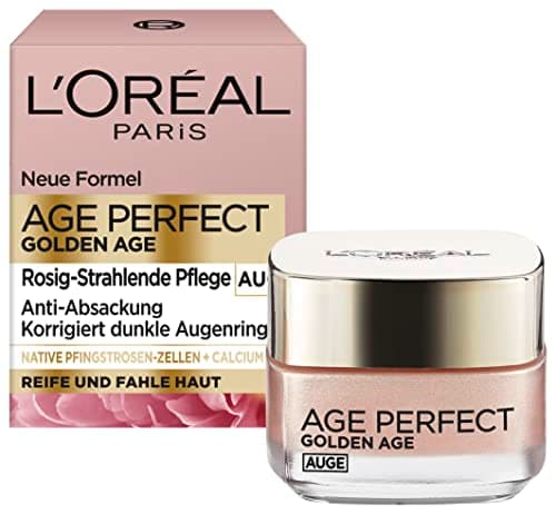 Image of LOréal Paris Eye Care, Age Perfect Golden Age, Anti-Aging Eye Cream, Brightening and Anti-Sagging, For Mature and Dull Skin, With Peony Extract and Calcium B5, 15 ml