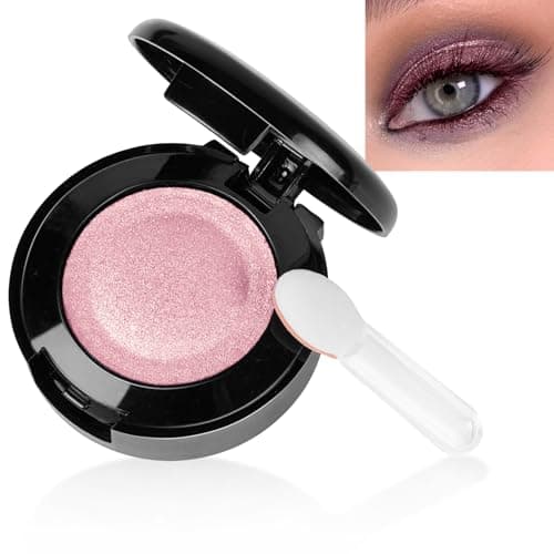 Image of LOPHE Single Shimmer Eyeshadow, Pressed Fine Powder Eyeshadow, Highly Pigmented Longwear Blendable Eye Make up for Day&Night, Waterproof Comes with An Brush and A Small Mirror(Light pink)