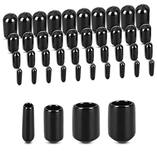 Image of Cobee Rubber End Caps - 40pcs Round Flexible Vinyl Screw Protectors and Bolt Covers - Black 3mm 6mm 9mm 12mm Thread Protectors