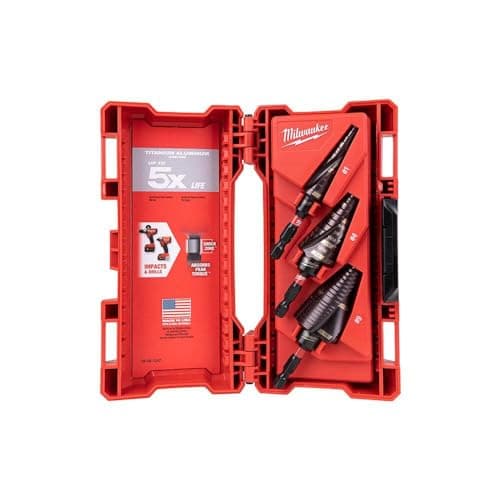 Image of Milwaukee 48-89-9254 SHOCKWAVE High Speed Steel Impact Duty Step Bit 3 pc Set