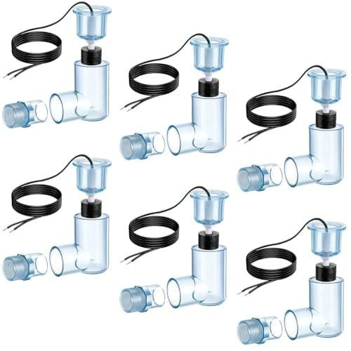 Image of yeesport 6 PCS SS2 AC Float Switches, L Shape AC Float Switch with 3/4 in Adapter & 6 Ft Wire, Water Level Sensor Switch for Air Conditioner Drain, Condensate Overflow Detection, HVAC Safety Accessory