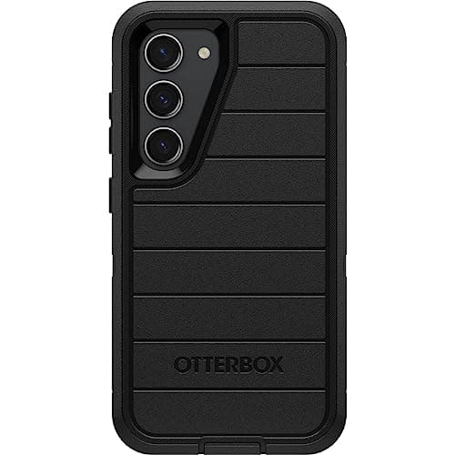 Image of OtterBox Galaxy S23 Defender Series Rugged Durable Case with Port Protection + Holster Clip Stand - Black