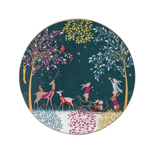 Image of Sara Miller London Woodland Tales Serving Plate, Deer & Robin, Green