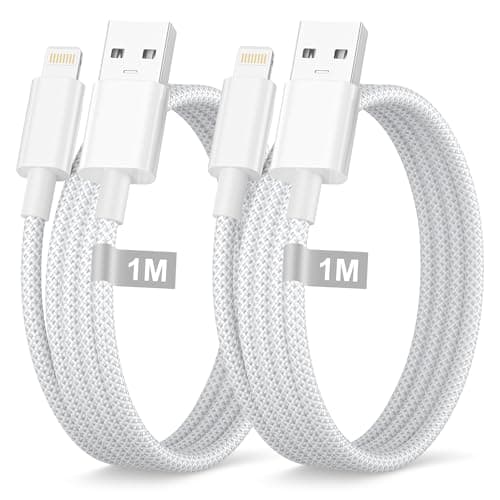 Image of iPhone Charger Cable 1M 2Pack [Apple MFi Certified], USB to Lightning Cable Lead Nylon Braided iPhone cable Fast Charging,i-phone Lead wire for Apple iphone 14 13 12 11 Pro Max X 8 7 6 Plus,iPad iPods