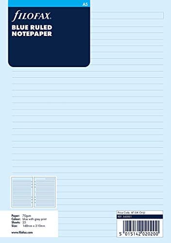 Image of Filofax A5 Blue Ruled Notepaper
