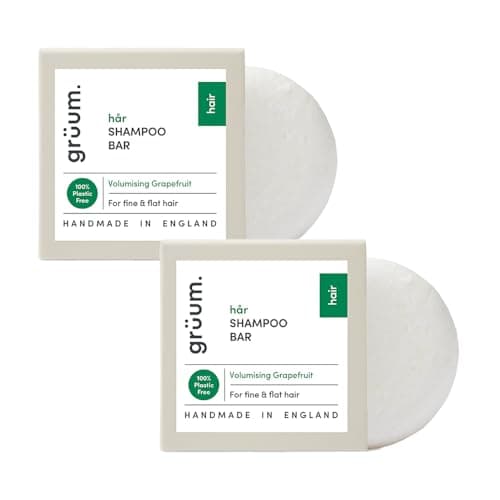 Image of grüum Twin Pack Volumising Shampoo Bar 50g - Solid Shampoo Bars for Hair Up to 60 Washes - Plastic Free Vegan Bar for Men & Women - Paraben Free Rich Lathering Bars for Fine Hairs