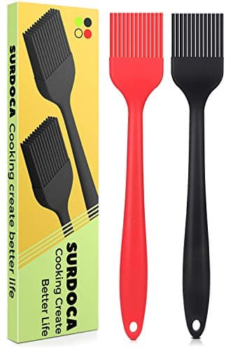 Image of SURDOCA Silicone Basting Brush Pastry Brush - 2P 8.2" High Heat Resistant Nonstick Brushes for Kitchen Baking, Stainless Steel Core Design, BPA Free - Outdoor Dining Barbecue Utensils Basting Brushes