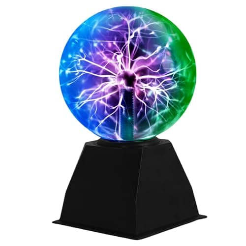 Image of SENQIU Plasma Ball, 6 Inch Touch and Sound Sensitive Magic Glass Plasma Lamp, Three Colors Electric Lightning Ball, USB Scientific Nebula Ball for Kids Room, Gift, Party Decoration, Home