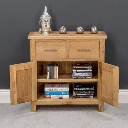 Image of Aurotrice OAK Sideboard Cabinet Buffet Storage Cabinet with 2 Doors 2 Drawers Kitchen Buffet Cabinet with Storage Classic Sideboards for Dining/Living room