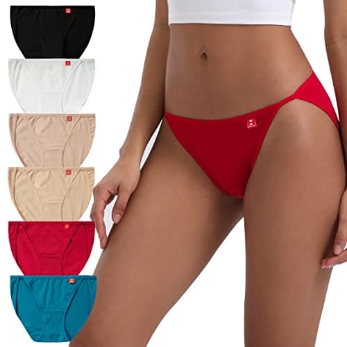 Image of INNERSY Womens Underwear High Leg Ladies Briefs Cotton Knickers Low Rise Hipster Panties 6 Pack (12, Classy Multicolour)