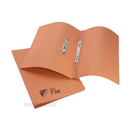 Image of ProdBuy Limited 10 Pack Orange Foolscap Transfer Spring Files 285gsm 32mm Capacity