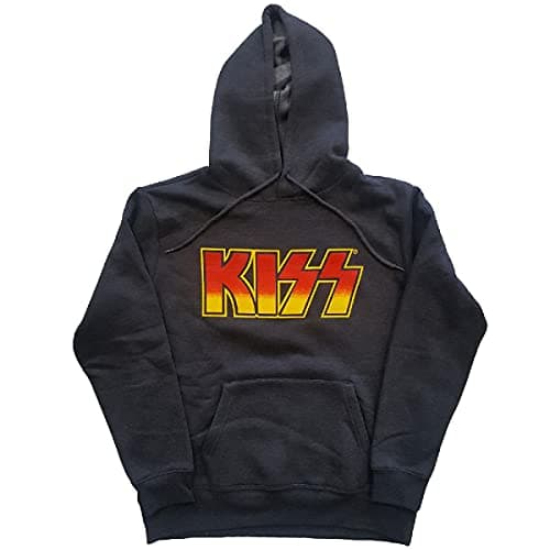 Image of Kiss Classic Logo Official Unisex Hoodie Hooded Top (Large) Grey