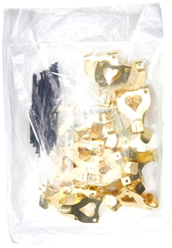 Image of Merriway® BH00084 (25 Pcs) Double EB Brass Plated Large Number 3 Picture Mirror Hanging Hook and Pins - Pack of 25 Pieces
