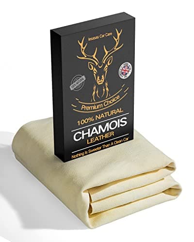 Image of lesasas Chamois Leather for Cars 60x40cm Extra Thick Shammy Cloth for Car Drying & Window Cleaning, Natural Soft Leather Towel, Super Absorbent & Reusable for Auto Detailing Interior Exterior