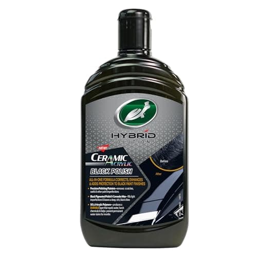 Image of Turtle Wax Hybrid Solutions Ceramic Acrylic Black Car Polish and Wax, Car Scratch Remover & Car Paint Restorer for Black Cars, Deep Shine, Ceramic Coating Protection & Water Beading, 500ml