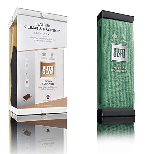 Image of Autoglym Leather Clean & Protect Complete Kit and AG 310016 Hi-Tech Interior Microfibre, Green