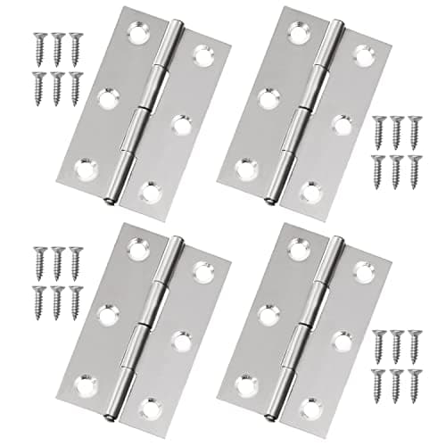 Image of 4X Small Stainless Steel Folding Butt Hinges, Hinges for Window, Cabinets, Closet, Wooden Boxes
