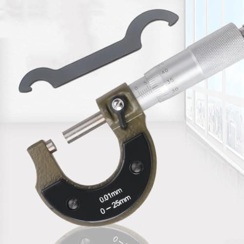 Image of Metric Outside Micrometer 0-25mm External Caliper with 0.01mm Graduation Designed for Accurate and Stable Measurements with Lock and Frame