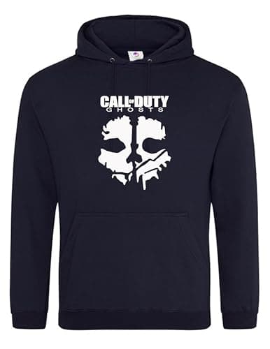 Image of Moonbow Men's Tactical Skull Mask Hoodie – Graphic Gaming Style Pullover Sweatshirt, Casual Streetwear Hooded Sweatshirt for Men & Teens Navy