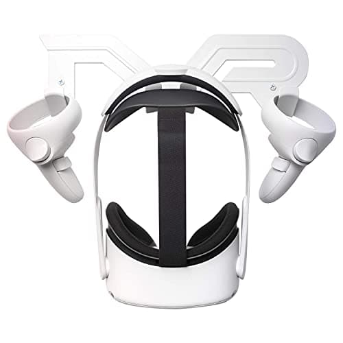 Image of SHINEVERY VR Headset and Controller Wall Mount Storage Stand Hook Compatible for Oculus Quest 2, Quest, Rift S, Hp Reverb G2, HTC Vive, Vive Pro, Cosmos, Elite, Valve Index, PlayStation VR (White)