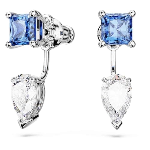 Image of Swarovski Mesmera Earring Jackets, White and Blue Crystals in a Rose Gold-Tone Setting, from the Mesmera Collection