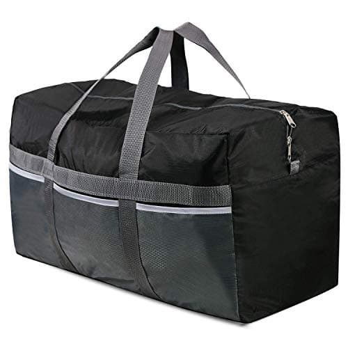 Image of REDCAMP Foldable Travel Bag, 96L Extra Large Sports Bag, Packable Duffle Bag, Lightweight Waterproof Duffel Holdall Bag, Black