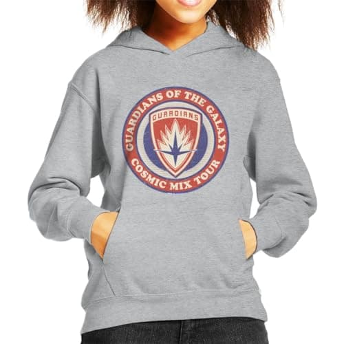 Image of All+Every Marvel GOTG Badge Guardians Cosmic Mix Tour Kid's Hooded Sweatshirt Heather Grey