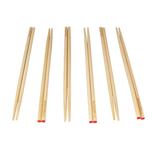 Image of BambooMN Premium Reusable Japanese Bamboo Chopsticks, Red Dot End 10 inch - 12 Pairs