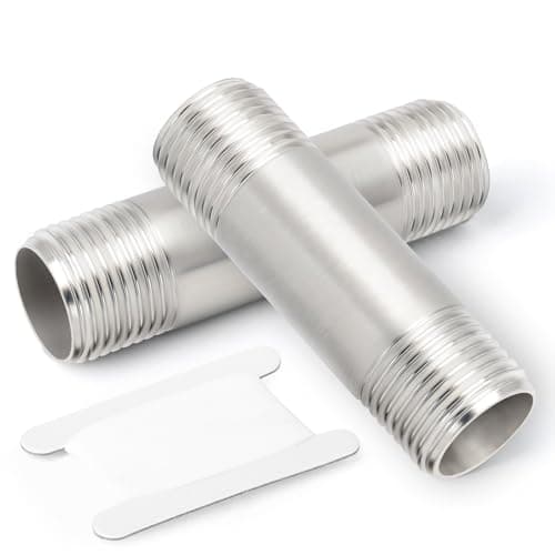 Image of TAISHER 2 Pcs Stainless Steel Pipe Fittings, 1/4" BSP x 1/4" BSP Male Threaded, 50mm Length Nipple Cast Pipe, for Water Oill Air Gas