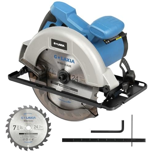 Image of G LAXIA Circular Saw, 1400W 6000 RPM High-Speed Pure Copper Motor Electric Saws with 185mm Saw Blade,Adjustable Cutting Depth and Angle: 62mm (90°)-48mm (45°), Ideal for Wood Cutting Corded