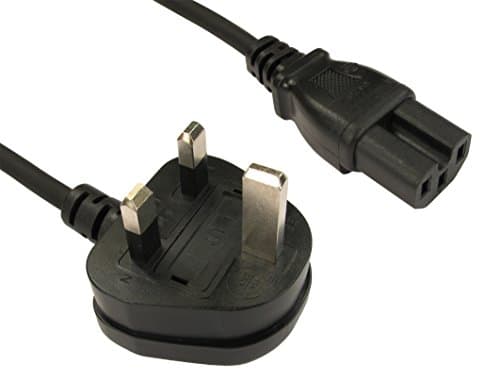 Image of CablesDirect UK C15 coupler; C15 2 m M BS 1363 Black Power Cable – Power Cable (Black, Male/Male; 2 m; BS 1363; C15 coupler; Curve)